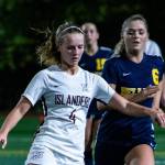 The Mercer Island Islanders girls soccer team captured a 1-0 victory against the Bellevue Wolverines on Oct. 25 in the regular season finale for both teams. Jackie Stenberg (pictured) scored the lone goal of the game between rival schools. The Islanders finished the 2018 regular season with an overall record of 15-0-1. Photo courtesy of Stephanie Ault Justus