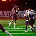 Mercer Island junior Carter Burr (pictured) catches a pass in the flat from quaterback Clay Dippold in the first quarter of play against Bellevue. Bellevue defeated Mercer Island, 47-0, on Oct. 26. Photo courtesy of Don Borin/Stop Action Photography