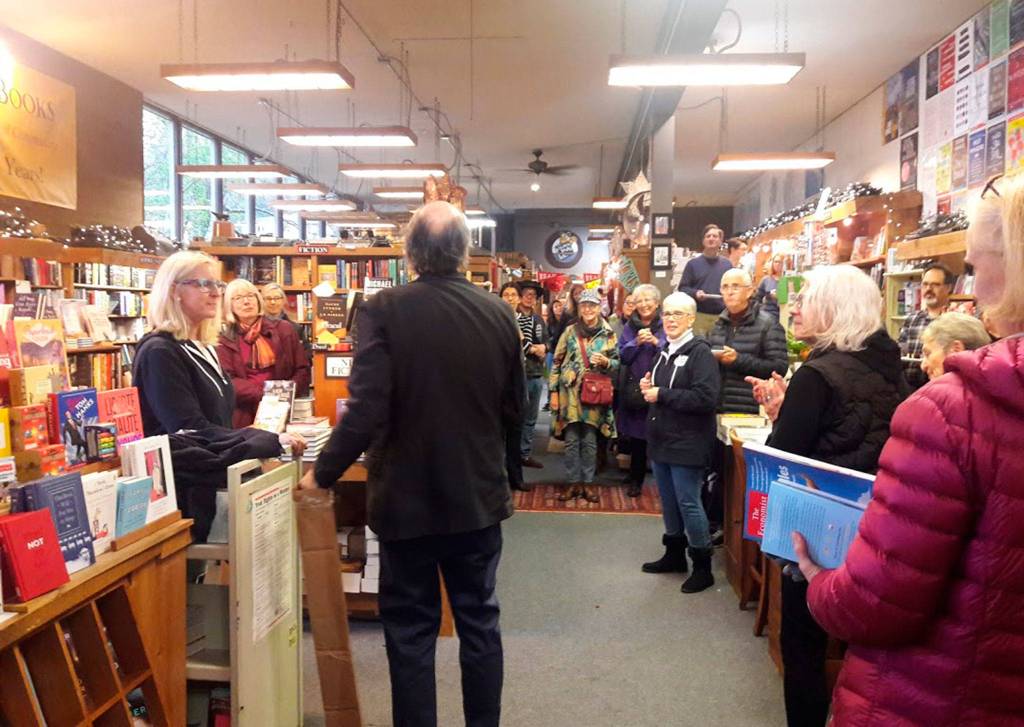 The community gathers at Island Books for the stores 45th anniversary party on Nov. 3. Photo courtesy of Nancy Shawn