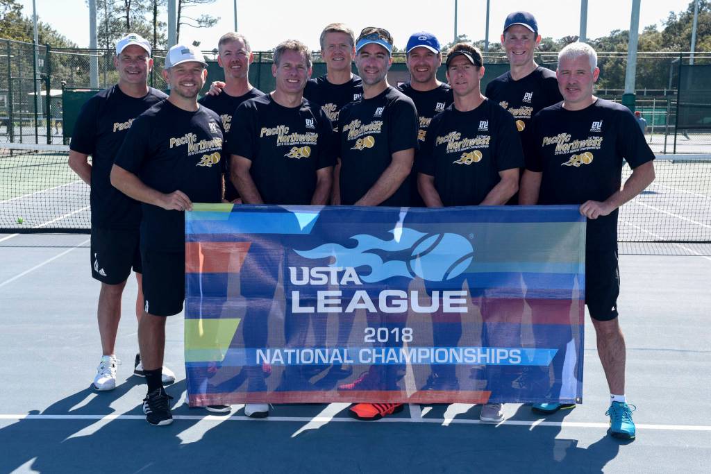 A Mercer Island based tennis team, representing the United States Tennis Association (USTA) Pacific Northwest Section, captured the national title at the USTA League 40 Over 3.0 Mens National Championships on Oct. 28 at the Copeland-Cox Tennis Center in Mobile, Alabama. The Mercer Island team, which is based out of of the Mercer Island Country Club, defeated a squad from San Francisco, California 3-2 in the title match. Members of the Mercer Island squad consisted of John Whipple, Bernard Hensey, Brian Rogers, Christopher Loiselle, Christopher Martin, Dean Martin, Dean Winston, Jeff Omara, Richard Aylen and Ryan Flynn. Photo courtesy of the United States Tennis Association