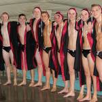 The Mercer Island Islanders boys water polo team earned a 19-1 win against Kennedy on senior night on Nov. 1. Mercer Island seniors pictured include Jacob Goldfarb, Tyler Robinson, Peter Davis, Cole Brittain, Will Cero, William Lacrampe, Leif Gullstad, Julian Rizza and Nate Robinson. Photo courtesy of Dawn Friedland