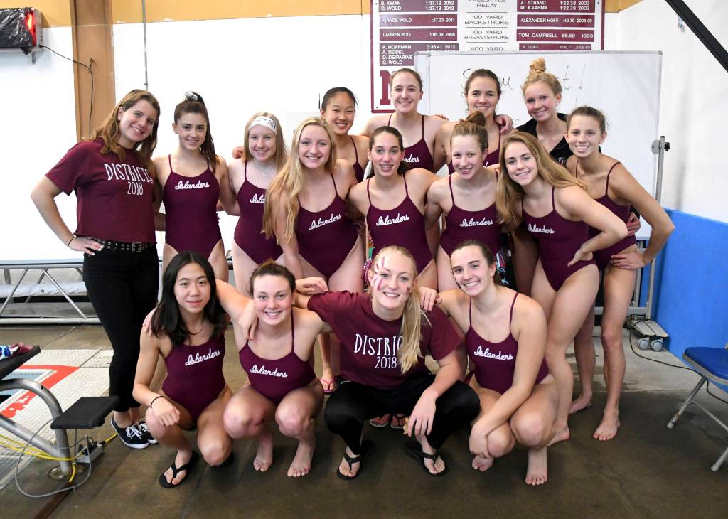 The Mercer Island Islanders girls swim team earned third place as a team at the Class 3A SeaKing district championships on Nov. 3 at Mary Wayte Pool on Mercer Island. The 200 medley relay team consisting of Alex Williams, Grace Olsen, Cayla Prophater and Julia Williamson captured fourth place. The 200 free relay team of Ellie Bailey, Annie Pearse, Williamson and Olsen earned fifth place. The 400 free relay team of Hailey Vandenbosch, Prophater, Pearse and Bailey captured fifth place.                                Islanders junior Sophia McGuffin earned first place in the diving portion of the meet. Bailey earned eighth place in the 50 free and 10th place in the 100 free. Sophomore Grace Lennington captured 10th place in the 500 free. Senior Chloe Mark earned ninth place in the 200 free and sixth place in the 500 free. Olsen finished in ninth place in the 200 IM and sixth place in the 100 breaststroke. Pearse registered a third-place finish in the 50 free and third place in the 100 free. Prophater finished in fifth place in the 200 IM and third place in the 500 free. Mira Tang captured ninth place in the 100 back. Vandenbosch earned 10th place in the 200 free and ninth place in the 100 fly. Williams finished in sixth place in the 100 back. Williamson earned ninth place in the 50 free and eighth place in the 100 free. Sophomore Katie Williamson finished in fifth place in the 100 back. Photo courtesy of Allison Nelson