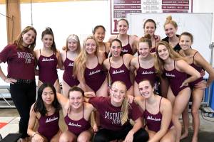 The Mercer Island Islanders girls swim team earned third place as a team at the Class 3A SeaKing district championships on Nov. 3 at Mary Wayte Pool on Mercer Island. The 200 medley relay team consisting of Alex Williams, Grace Olsen, Cayla Prophater and Julia Williamson captured fourth place. The 200 free relay team of Ellie Bailey, Annie Pearse, Williamson and Olsen earned fifth place. The 400 free relay team of Hailey Vandenbosch, Prophater, Pearse and Bailey captured fifth place.                                Islanders junior Sophia McGuffin earned first place in the diving portion of the meet. Bailey earned eighth place in the 50 free and 10th place in the 100 free. Sophomore Grace Lennington captured 10th place in the 500 free. Senior Chloe Mark earned ninth place in the 200 free and sixth place in the 500 free. Olsen finished in ninth place in the 200 IM and sixth place in the 100 breaststroke. Pearse registered a third-place finish in the 50 free and third place in the 100 free. Prophater finished in fifth place in the 200 IM and third place in the 500 free. Mira Tang captured ninth place in the 100 back. Vandenbosch earned 10th place in the 200 free and ninth place in the 100 fly. Williams finished in sixth place in the 100 back. Williamson earned ninth place in the 50 free and eighth place in the 100 free. Sophomore Katie Williamson finished in fifth place in the 100 back. Photo courtesy of Allison Nelson