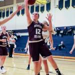 Mercer Island Islanders basketball player Sarah Gest takes the ball to the hoop against the Bellevue Wolverines in a game during the 2017-18 season. Gest is a senior this year. Photo courtesy of Don Borin/Stop Action Photography