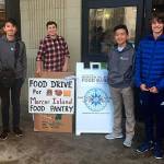 The Mercer Island chapter of NYLM collected a total of 6,840 items for YFS. From left: Gabe Gottesman (MIHS freshman), Augie Byers (MIHS sophomore), Halen Otte (MIHS freshman), Ian Phan (MIHS sophomore), Harry Brown (MIHS sophomore) and Conner Blumenthal (MIHS sophomore). Photo courtesy of Daniel Hankes