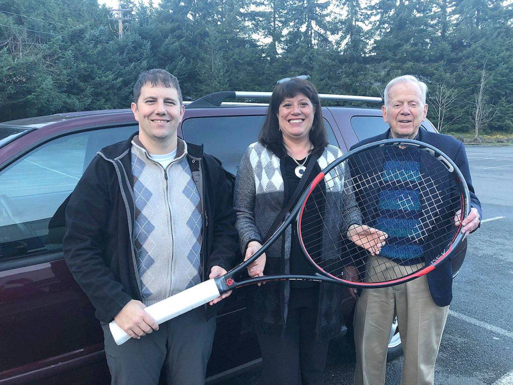 Tennis Outreach Programs (TOPs) in Kirkland, received donated van from Councilmember Claudia Balducci. (L-R) Travis Roach, Councilmember Balducci and Charles Hodge. Courtesy of King County.