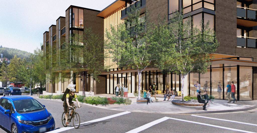 View from the southeast plaza. Photo courtesy of Johnston Architects