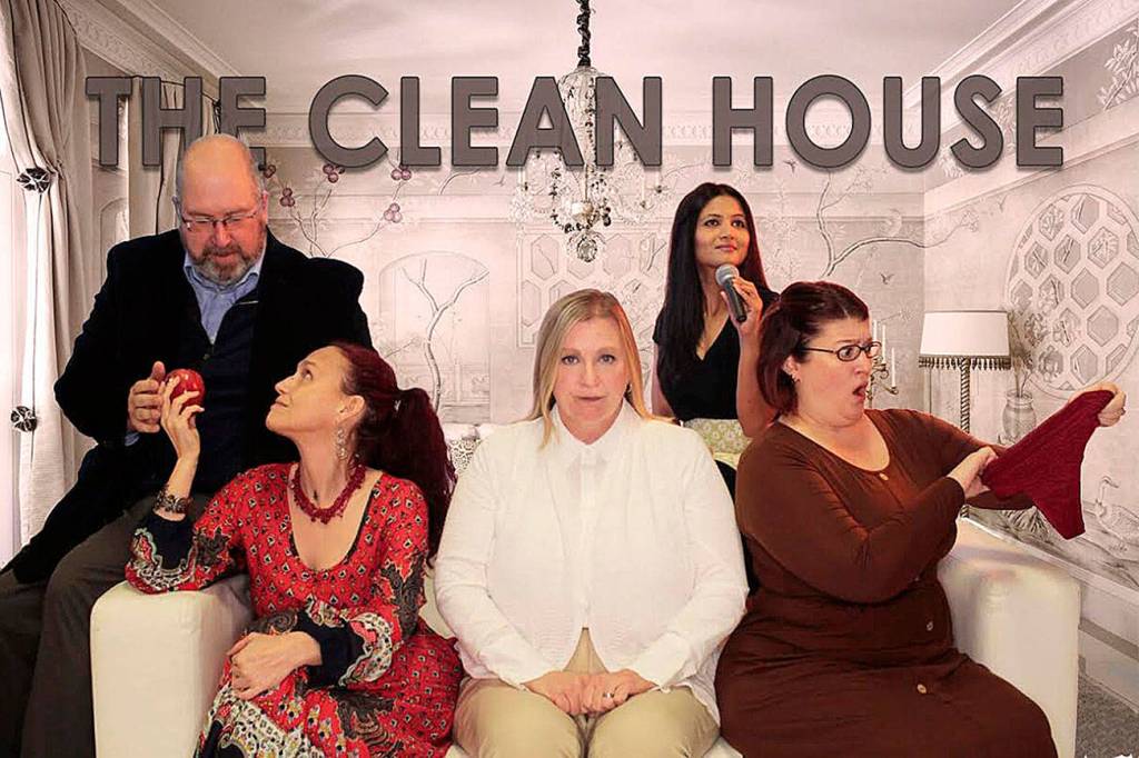 The Clean House cast. From left: Terry Boyd, Carolynne Wilcox, Cindy Giese French, Devika Bhagwat, and Amy Gentry. Hey Mahea! Photography.