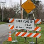 A road closed sign along SE Fish Hatchery Road near Fall City. Aaron Kunkler/staff photo