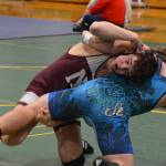 Mercer Island Islanders wrestler Colin Farrell, left, registered a first place finish in the 182-pound weight division at the KingCo/Wesco 3A sub-regionals on Feb. 2. Photo courtesy of Billy Pruchno