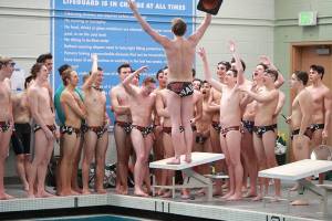 The Mercer Island Islanders boys swim team earned first place at the KingCo swim meet on Feb. 2 at Mary Wayte Pool on Mercer Island. Photo courtesy of Jay Na
