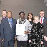 Metropolitan King County Council proclaimed February 2019 as Black History Month in King County. Delbert Richardson founder of the American History Traveling Museum received the proclamation. Photo courtesy of King County Council.