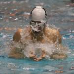 Jake Headrick competes in the 200 medley relay at state. Andy Nystrom / staff photo