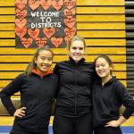 Three Mercer Island Islanders gymnasts will compete at the Class 3A state meet from Feb. 21-23 at Sammamish High School in Bellevue. Islanders athletes Ava Motroni (beam, vault), Emery Sampson (vault) and Rachel Ressmeyer (bars, floor, vault) will test their skills against the best gymnastics athletes in Washington at the state meet. Photo courtesy of Debra Gibbs