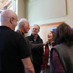 Sen. Maria Cantwell mingles with supporters after her rally on Feb. 21, including Jim Whittaker, the first American to ascend Mt. Everest. Katie Metzger/staff photo