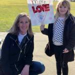 Mayor Debbie Bertlin and 8-year-old Lucy Sternberg during the gathering. Photo courtesy of Ashley Sternberg
