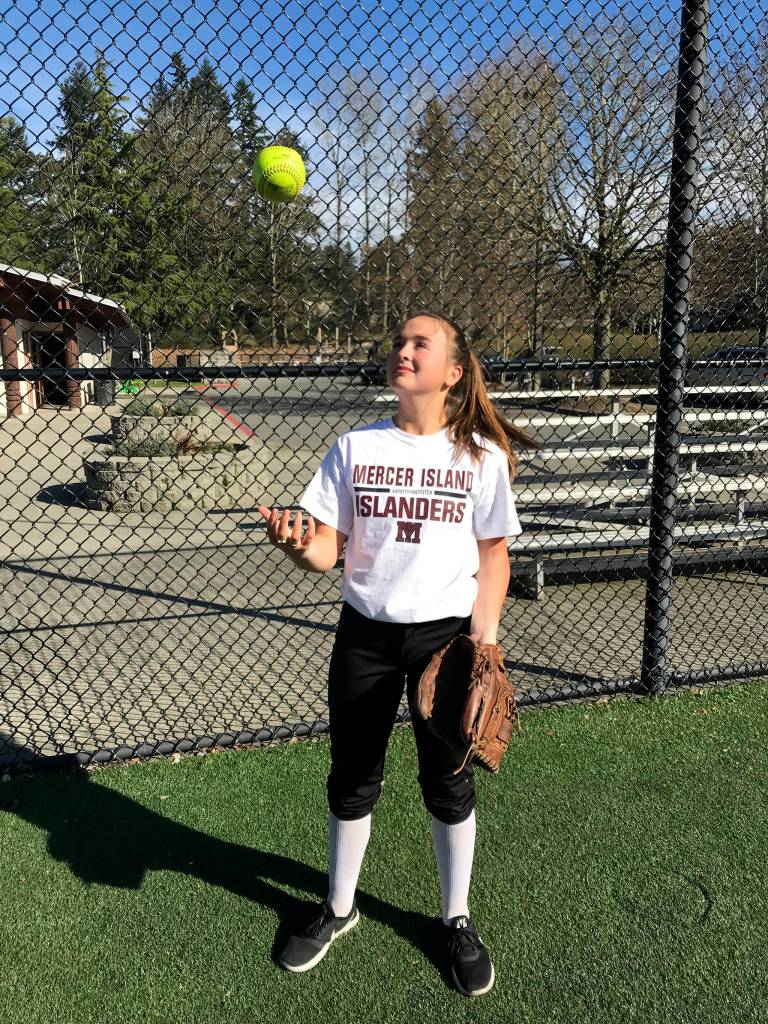 Mercer Island Islanders senior shortstop Emily Rowe is the vocal leader of her squad. Shaun Scott/staff photo