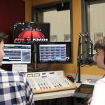 Senior Luka Marceta, left, and freshman Marka Marceta wrap up their segment on KMIH 88.9 The Bridge on The Day of Unity. Madison Miller /staff photo