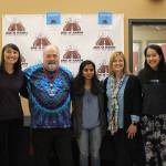 Madison Miller / staff photo                                 Mercer Island High School radio station, 88.9 KMIH The Bridge hosts Day of Unity is wake of recent anti-semitic incident. From left: ADL education director Hilary Bernstein, Mercer Island City Manager Julie Underwood, MIHS broadcast teacher and KMIH general manager Joe Bryant, student Meghana Kakubal, MISD superintendent Donna Colosky, student Lila Shroff and student Natalie Wilson.