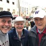 Covenant Shores Chaplain Greg Asimakoupoulos and residents Bob Weber, 92, and Clark Hoffman, 91, recently traveled to Israel. Photo courtesy of Greg Asimakoupoulos
