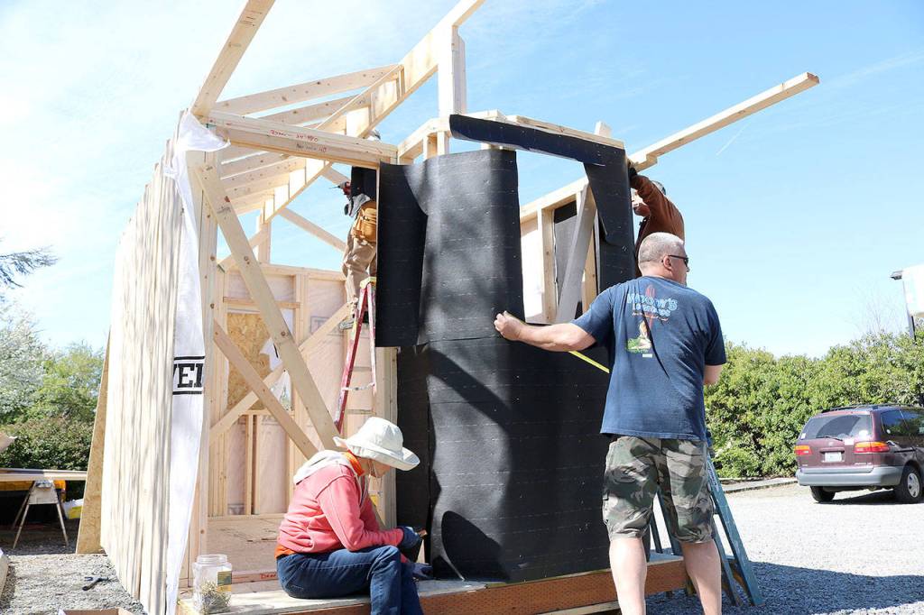 Stephanie Quiroz/staff photo                                The Mercer Island United Methodist Church is building a tiny house that will be delivered to one of Low Income Housing Institutes tiny house villages in Seattle.