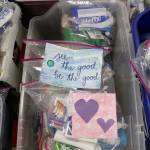 St. Jude Parish members assembled Need Kits with hygiene products at the annual Service Day on March 30. Need Kits were also assembled by elders of 10 assisted living communities. The elderly also donated motivational art cards to put inside each kit. Stephanie Quiroz/staff photo.