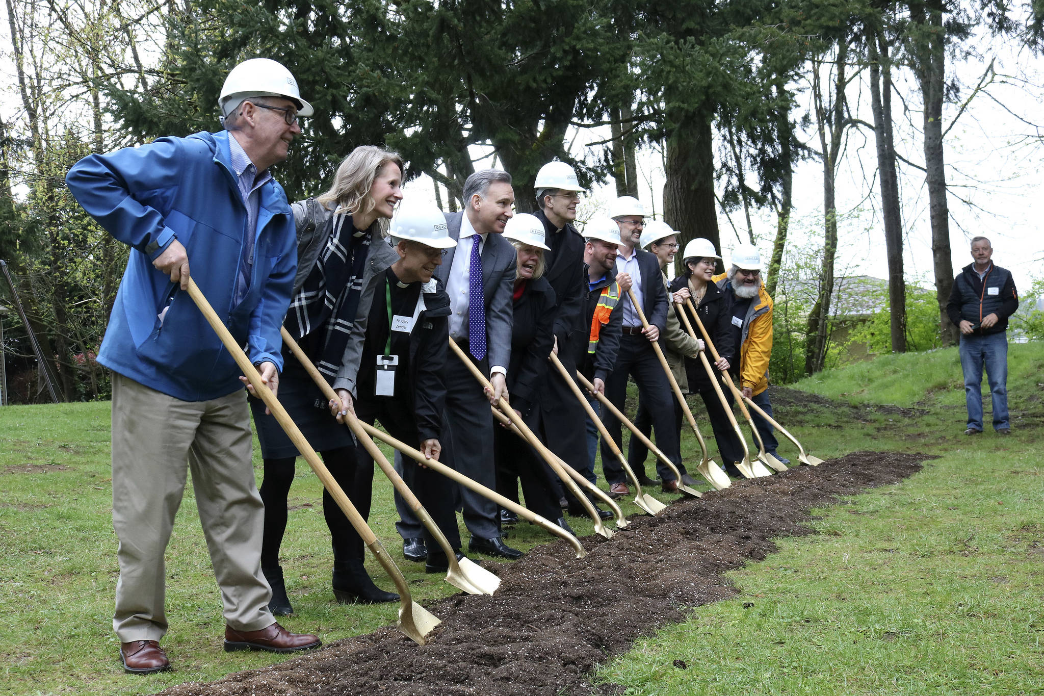 Kailan Manandic/staff photo                                Officials break ground outside Salt House Church for the Eastsides first permanent women and family shelter. Workers hope to complete construction in 2020.