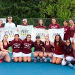 The Mercer Island Islanders varsity girls tennis team poses for a picture on senior day. Photo courtesy of Charlene Steinhauer