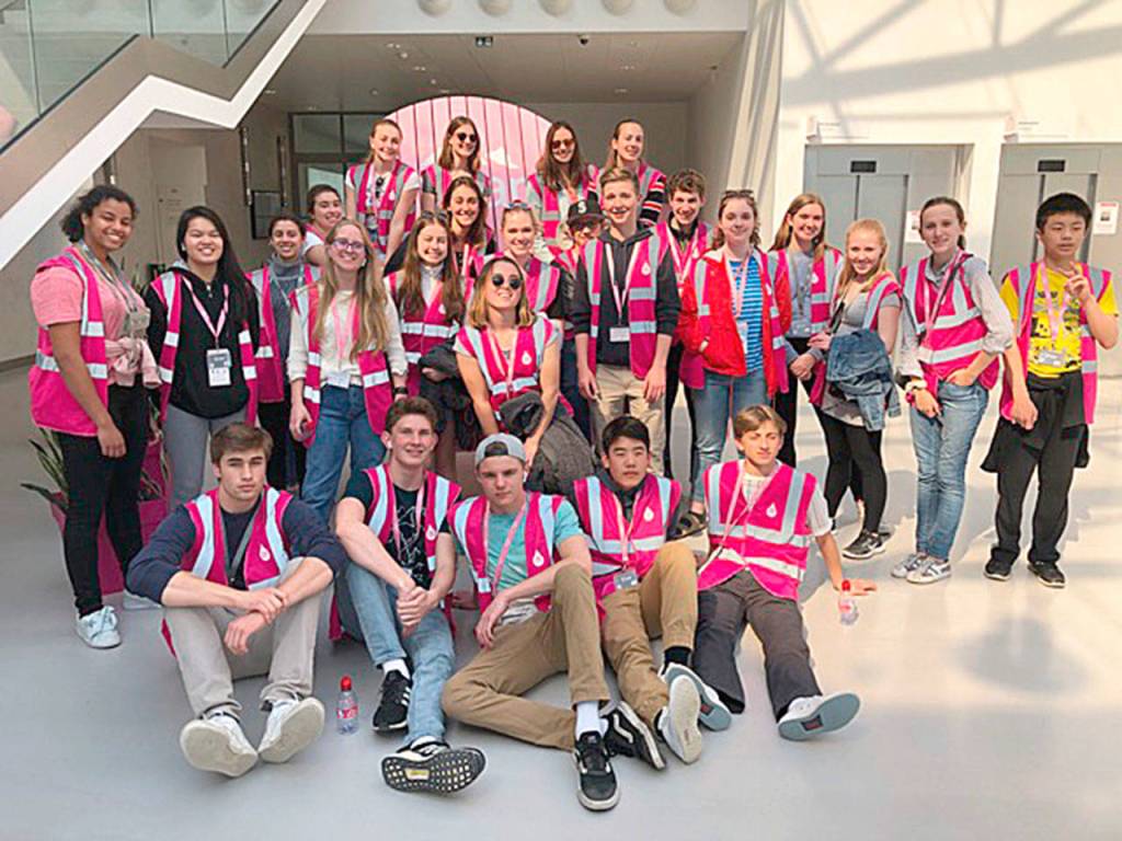 Photo courtesy of                                 Jane Meyer Brahm                                 Mercer Island students toured the Evian water plant in France - the largest water bottling facility in the world. The 26 students recently returned from a 10-day spring break student exchange to Mercer Islands sister city, Thonon-les-Bains, France. The student exchange was organized by the Mercer Island Sister Association (MISCA).