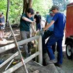 Courtesy of Deborah Hendrickson                                 16-year-old Elliott Hendrickson builds a new fence at Pioneer Park for his Eagle Scout project.