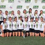 The Mercer Island FC Maroon girls soccer team earned a 2-1 victory against the PacNW Blue in the Presidents Cup D2 championship contest May 12. Photo courtesy of Tom Hill