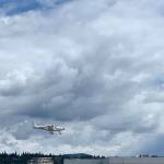 Planes flying in from the North often cross over Mercer Island or Lake Washington before landing. Photo by Madeline Coats.