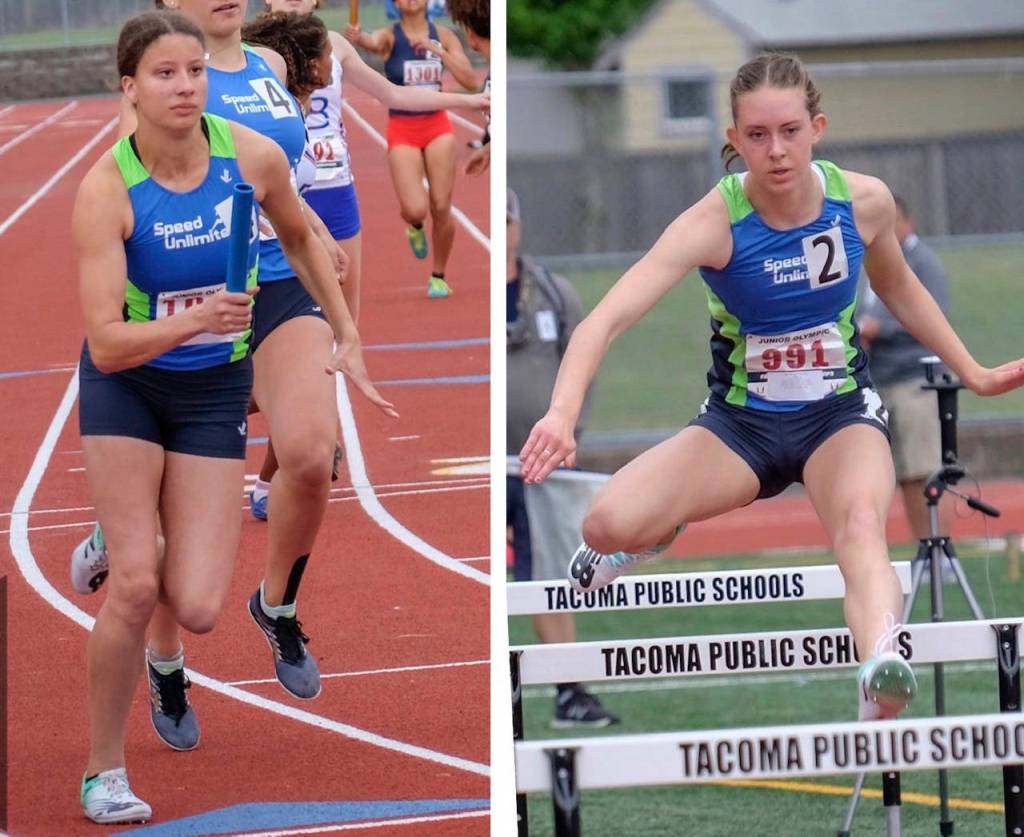 Maya Virdell, left, and Susie Lepow, right, will compete at the USATF Nationals Junior Olympic Track and Field Championships, which take place from July 22-28 in Sacramento, California. Photo courtesy of the Mercer Island Cross Country Booster Club