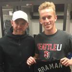 Mercer Island High School 2019 graduate Adam Braman, right, poses for a picture with professional soccer player Wayne Rooney earlier this year. Braman earned the Steve Newman Spirit award in 2019. Photo courtesy of Adam Braman