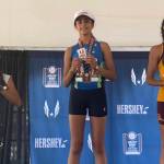 Aaliyah Khan stands on the podium at the championships in Sacramento, California. Courtesy photo