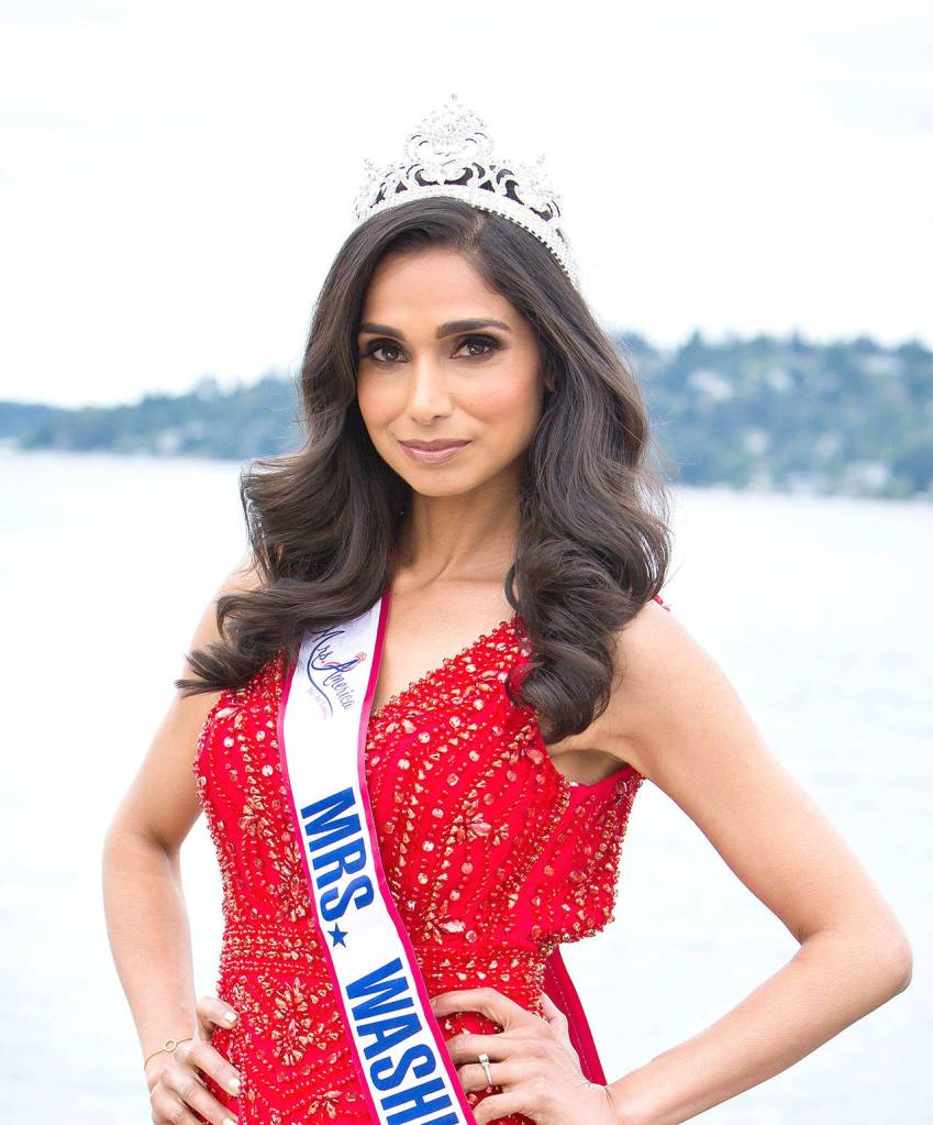 Photo courtesy of Neelam Chahlia                                 Redmonds Neelam Chahlia crowned as Mrs. Washington America and competing for the national Mrs. America title on Aug. 26.