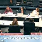 The Mercer Island school board invited the Island community to a linkage session at the last board meeting on Aug. 22. at city hall. From left: school board members David DSouza, Ralph Jorgenson, Tracy Drinkwater, Deborah Lurie, superintendent Donna Colosky and Brian Giannini Upton. Photo captured from MISD board docs video