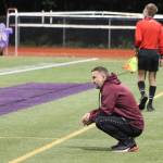 Mercer Island head coach James Valles watches from the sidelines as his team falls 6-0 to Issaquah on Sept. 19. Benjamin Olson/ staff photo
