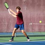 Mercer Island senior Andrew Kaelin during his victory over Interlakes Vedant Chavan on Sept. 26. Benjamin Olson/ staff photo