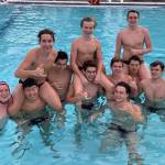 The Mercer Island boys water polo team celebrates after an 11-9 victory over Newport on Oct. 14. Photo courtesy of Chris Vacca