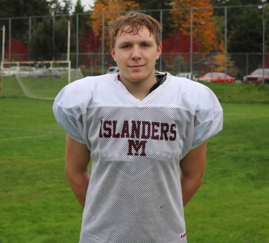Mercer Island linebacker Owen Baebler uses his hard work in the film room to dominate on the football field. Benjamin Olson/staff photo