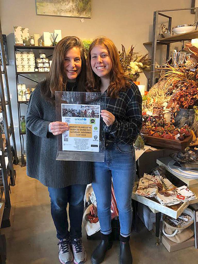 Terra Bella owner Nancy Meade and Bella Hartman on Nov. 16 raising money for refugees through UNICEF. Courtesy photo