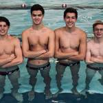 The Mercer Island boys swim and dive captains, (from left) Jake Headrick, Carter Whipple, Oliver Schaaf and Gabe Neale. Photo courtesy of Danielle Whipple