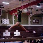 Mercer Island junior Ava Motroni competes on the beam at a meet on Jan. 9. Motroni finished third on beam with a 9.2. Photo courtesy of Debra Gibbs