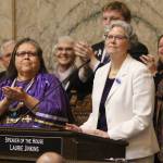 Rep. Laurie Jinkins, D-Tacoma, was sworn in Jan. 13, 2020, as Speaker of the House. Photo by Cameron Sheppard, WNPA News Service