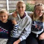 Cooper Hawkins (9), Nash Hawkins (16) and Charlotte Hawkins (12) at the Hawkins home. Courtesy photo