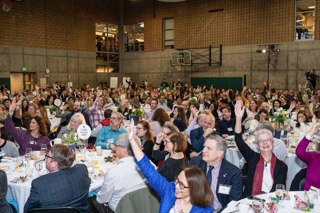 Courtesy photo                                About 600 people attended the sold-out annual breakfast fundraiser supporting Mercer Island Youth and Family Services on Feb. 12 at the Mercer Island Community and Event Center.