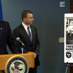 U.S. Attorney Brian T. Moran (left) and FBI special agent in charge Raymond Duda spoke at a press conference in Seattle on Feb. 26. Screenshot from King 5 live stream