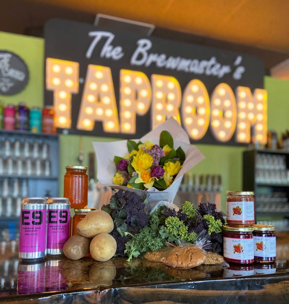 Community Supported Agriculture boxes from The Brewmasters Taproom include fresh produce, local brews and more. Photo courtesy of Marley Rall