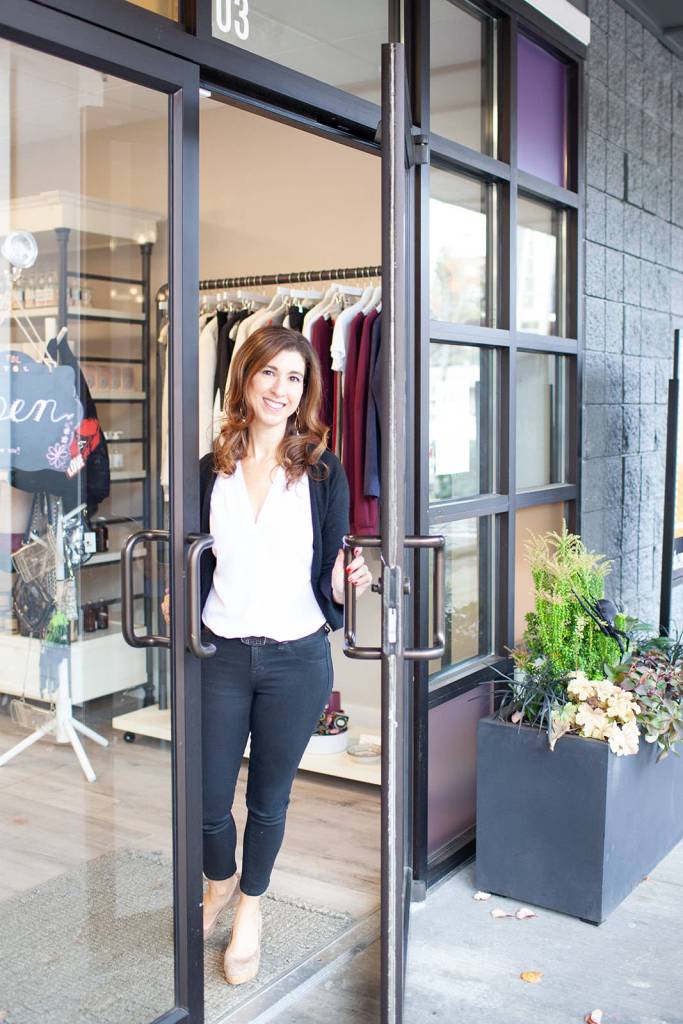 Photo by Heidi Ann Photography                                Boutique Lounge owner Kerry Donner poses for a photo at her Mercer Island business.